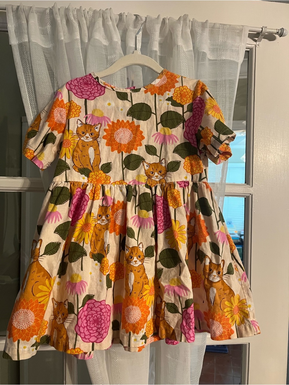 Princess Highway Floral & Cat Print Twirl Dress